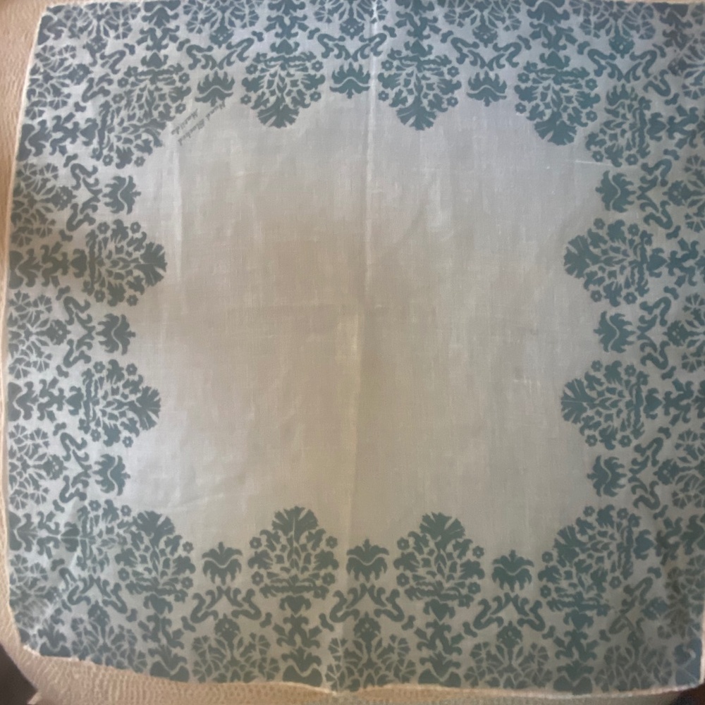 Vintage Art Nouveau Hand Block Print Handkerchief